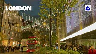 London Christmas Walk  Oxford Street  ⭐️ CHRISTMAS LIGHTS 2024 | Central London Walking Tour [HDR]