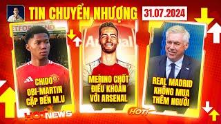 TIN CHUYỂN NHƯỢNG 31/7:CHIDO OBI-MARTIN CẬP BẾN  MU, ARSENAL CHỐT ĐIỀU KHOẢN CÁ NHÂN VỚI MERINO