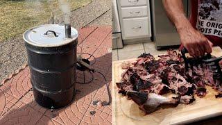 Homemade 55 Gallon Drum BBQ Smoker With Pork Butt Recipe - No Welding Required!