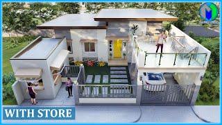 Small House Design with sari sari Store and Roof Deck | Simple House Design | Modern House Design