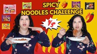 Spicy noodles challenge tried Korean noodles