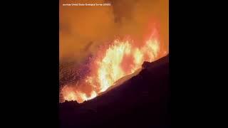 Spurting lava from Kilauea volcano in Hawaii