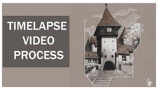 Drawing process - Romanian medieval architecture timelapse