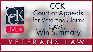 CCK Court of Appeals for Veterans Claims Win: VA 1151 Claims