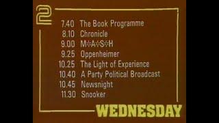 Tuesday 25th November 1980 BBC2