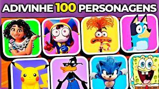  ADIVINHE 100 PERSONAGENS EM 3 SEGS |  #quiz #macaquiz #desenhos #Alegria #Pomni #Elsa #Sonic