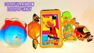 ASMR Most Popular Candys / some lots of colorful rainbow lollipop candy / unpacking chocolate eat