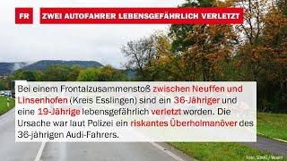 Blaulicht-News: Autofahrer nach Kollision bei Neuffen in Lebensgefahr