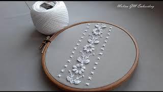 Border line of Lazy Daisy - White Embroidery