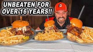 Nobody Has Beaten Hoppers’ Triple "Belt Buster" Burger Challenge in Waconia Since 2008!!