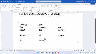 How To Count Characters MS Word