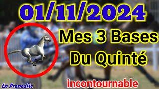 Pronostics PMU Mes 3 bases incontournable VENDREDI 01 NOVEMBRE 2024 LAVAL