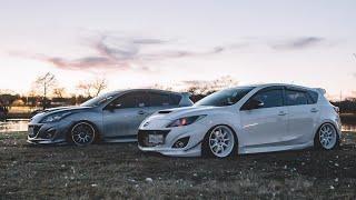 Alex's Static Mazda Speed 3 || Daniel's Bagged Mazda Speed 3 || 4K