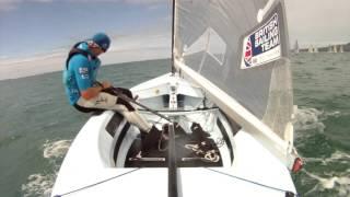 Ed Wright GBR 11 in the 2015 Finn Gold Cup Medal Race in Takapuna