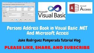 Persons Address Book Using Microsoft Visual Basic NET and Microsoft Access