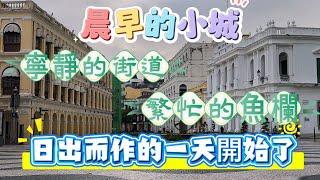 【晨早的小城】日出而作的一天開始了｜繁忙的魚欄｜寧靜的街道｜俾利喇街｜大三巴｜沙梨頭｜新馬路｜議事亭前地｜澳門遊車河