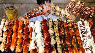 I Ordered the Entire Menu Twice at This Chicken Skewer Place! 19 Skewers!