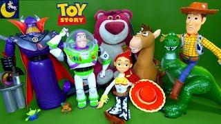 LOTS of NEW Toy Story Toys Villains Zurg Lotso Talking Woody Buzz Lightyear Unboxing Toy Video