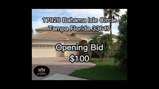 17928 Bahama Isle Circle, Tampa Florida 33647  is going to auction, opening bid $100