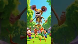 Siren Head monster dancing in the park with Ronaldo and superhero kids #shorts