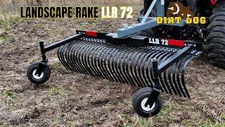 The Dirt Dog Landscape Rake LLR 72 in action