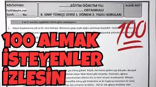 8.Sınıf Türkçe 1.Dönem 2.Yazılı