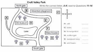 IELTS Listening Map with Answers and Script - Croft Valley Park