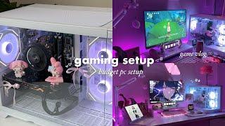 GAMING DESK SETUP  | aesthetic desk makeover for 2025, budget pc, playing Genshin Impact and more