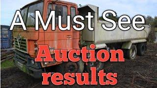 Farm Auction Results. Old Lorry's Cars Tractors plus loads of scrap.