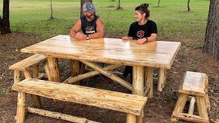 Log Farm Table & Benches I Built to Sell!