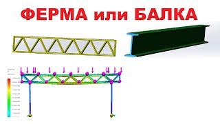 Балка из двутавра или ферма из профильной трубы  3D Симуляция нагрузки и визуализация #моделирование