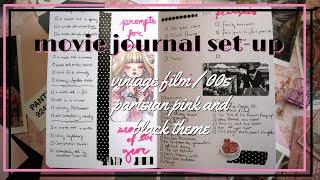 movie / tv journal set up  vintage film / 00s parisian pink and black theme