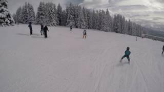 Four years old Vincent & seven yeras old Luizka skiing in France. February 2017