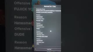 dumbest reason i got banned pn roblox (first word is reasonable)(chicken face was his user)