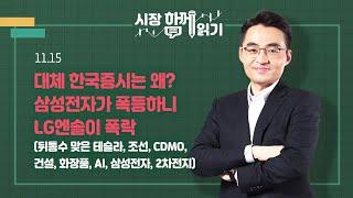 [시장함께읽기] 11월 15일, 대체 한국증시는 왜? 삼성전자가 폭등하니 LG엔솔이 폭락(뒤통수 맞은 테슬라, 조선, CDMO, 건설, 화장품, AI, 삼성전자, 2차전지)