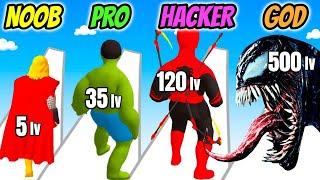 NOOB vs PRO vs HACKER vs GOD - Superhero Run 3D