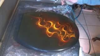 Airbrush Trueflames Tutorial Speedpainting Anleitung  WC-Sitz Design SK-Brush