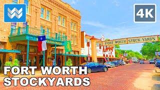 [4K] Historic Fort Worth Stockyards in Texas USA - Walking Tour & Travel Guide 