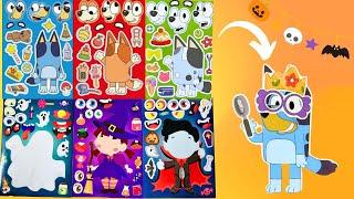 BLUEY Halloween Stickers! Make a Face Sticker Activity | Bluey and Bingo Costume Craft #blueytoys