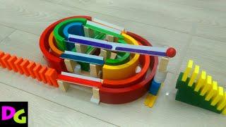 Colorful marble run with Rainbow & Dominoes | ScreenLink (SATISFYING)