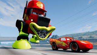 Epic escape from Lightning McQueen Spider Eater, Bus Eater,  Mack Eater |BeamNG.Drive Compilation