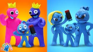 When Rainbow Friends Was Tiny's Parents | Stop Motion Cartoon By Clay Mixer Friends