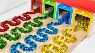 Marble Run ASMR Race  HABA Slope & Dump Truck Excavator Ambulance Forklift Garbage Truck Tractors