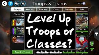 Gems of War First Steps: Use Souls to Level Troops or Classes First?