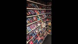 A VHS video store built in a home basement