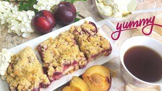 German Plum Cake - Pflaumenkuchen - Zwetschgendatschi with Streusel