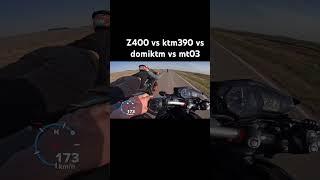 Z400 vs domiktm vs ktm390 vs mt03 #motos #automobile #mt03 #smartphone #mt07