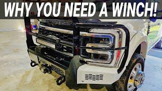 WHY YOU NEED A WINCH and BUMPER on a BIG Pickup Truck!