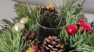 Dekoracje świąteczne stroik na stół świecznik DIY Christmas decoration