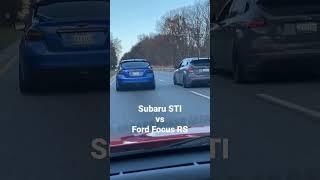 Subaru STI vs Ford Focus RS #subaru #jdm #wrxsti #car #subieflow #ford #focusrs #race #foryou